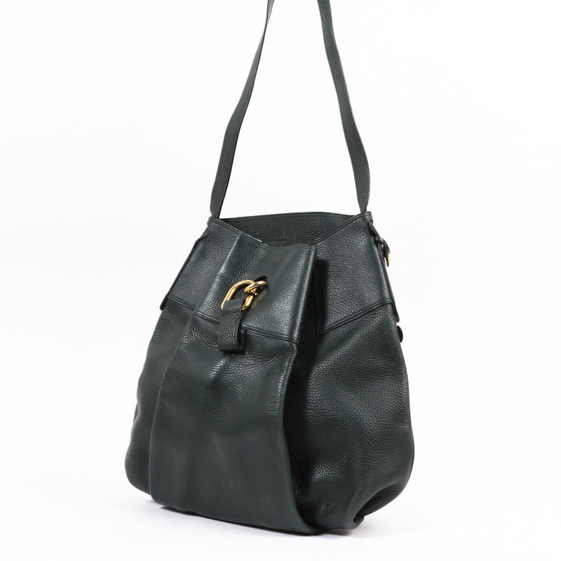 Buy an authentic second-hand Delvaux Green Leather Faust Shoulder Bag in very good condition at Labellov in Antwerp.