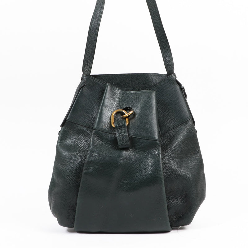 Buy an authentic second-hand Delvaux Green Leather Faust Shoulder Bag in very good condition at Labellov in Antwerp.