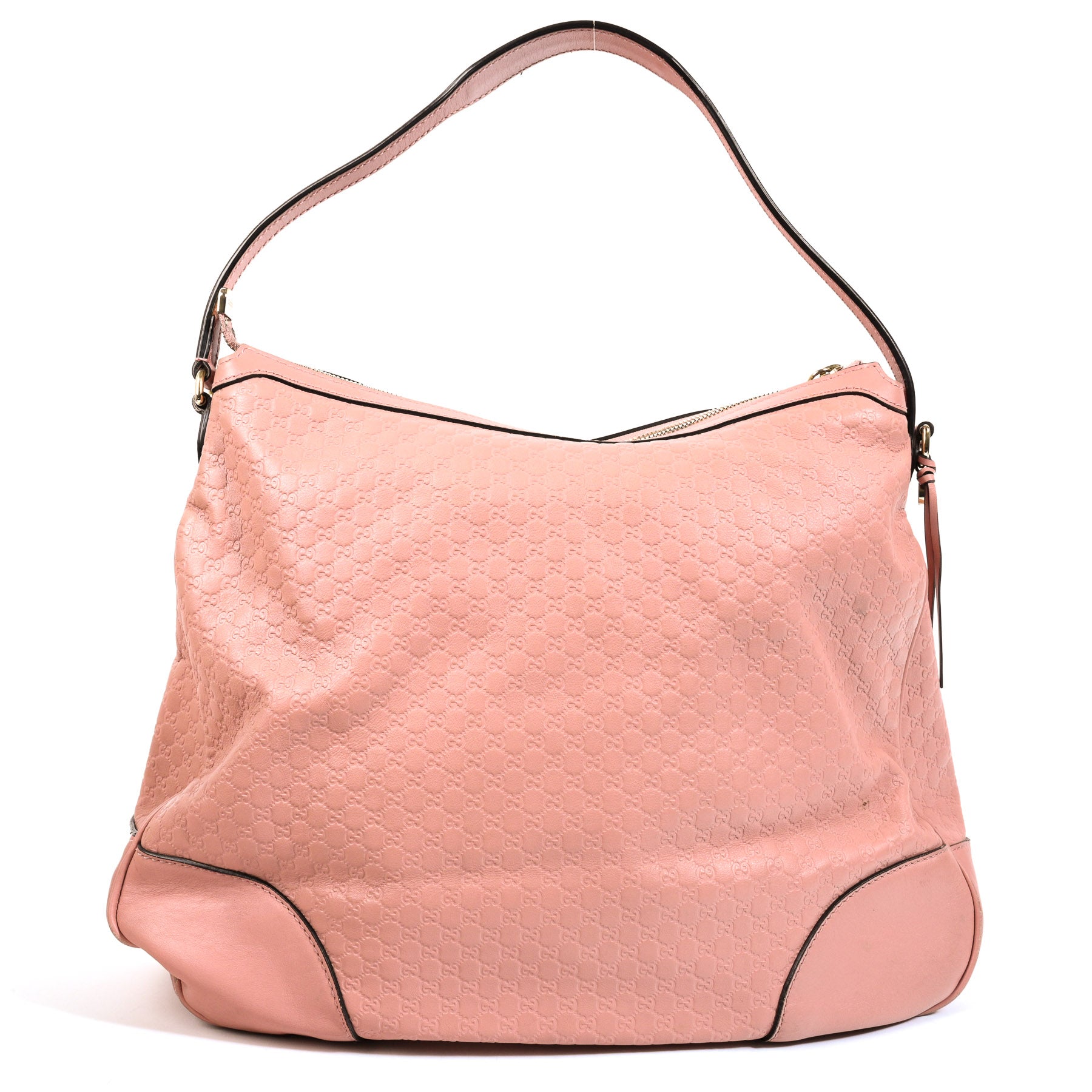 Shop safe online at Labellov in Antwerp, Brussels and Knokke this 100% authentic second hand Gucci Pink Microguccissima Large Bree Shoulder Bag