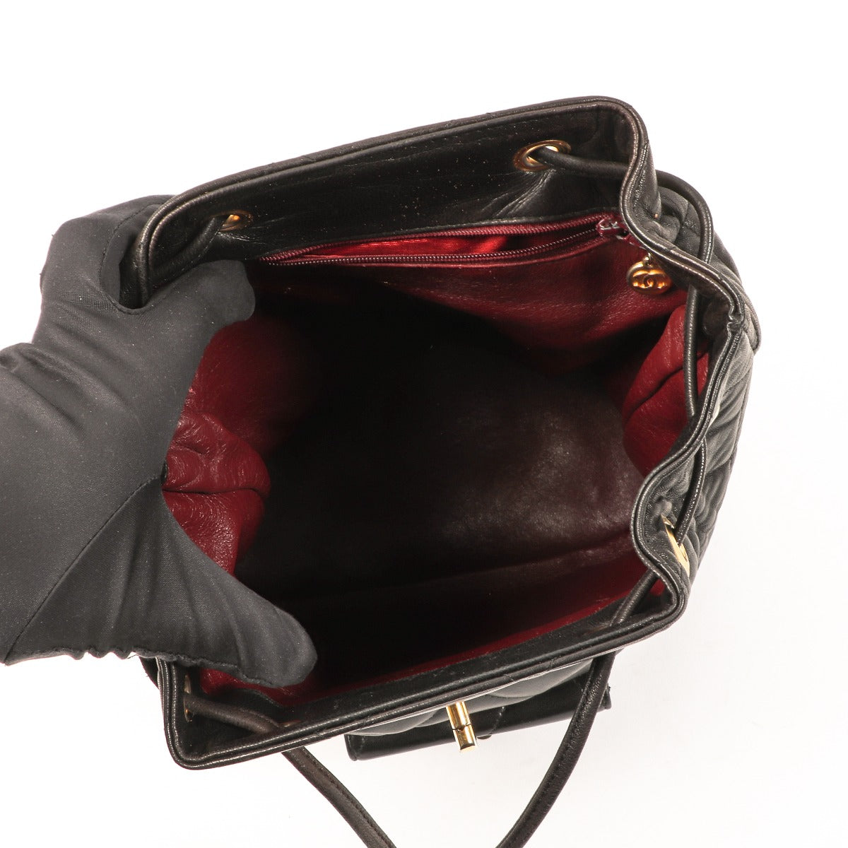 Buy an authentic second-hand Chanel Black Quilted Lambskin Duma Backpack in very good condition at Labellov in Antwerp.