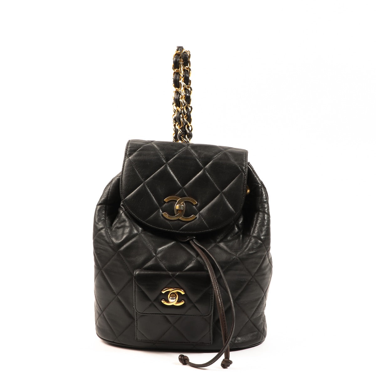 Buy an authentic second-hand Chanel Black Quilted Lambskin Duma Backpack in very good condition at Labellov in Antwerp.