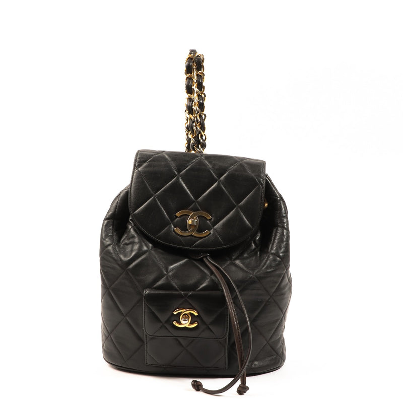 Buy an authentic second-hand Chanel Black Quilted Lambskin Duma Backpack in very good condition at Labellov in Antwerp.