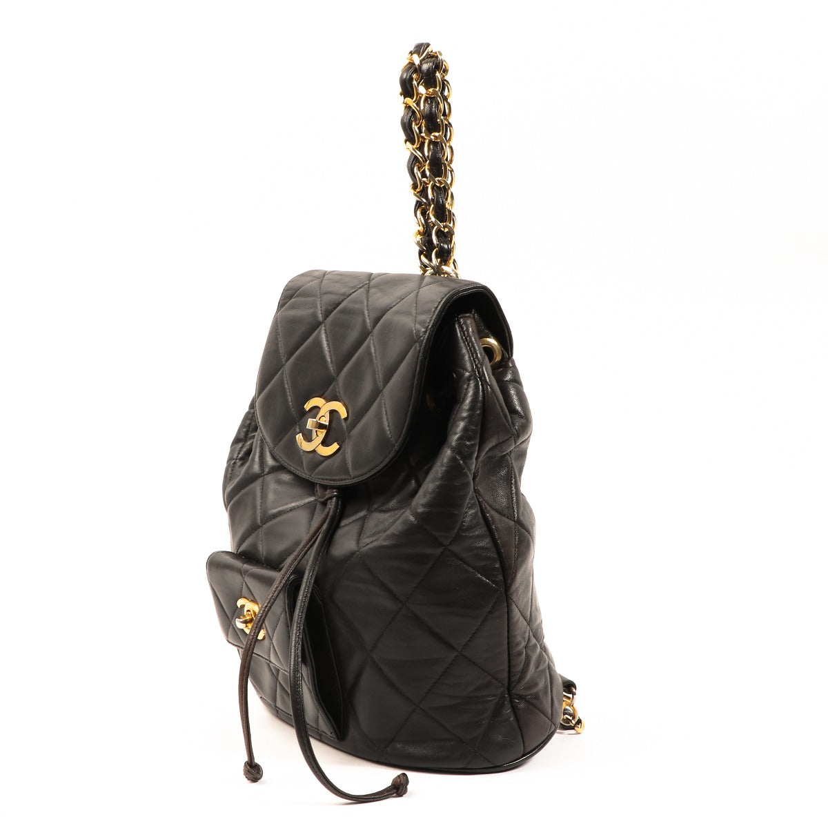 Buy an authentic second-hand Chanel Black Quilted Lambskin Duma Backpack in very good condition at Labellov in Antwerp.