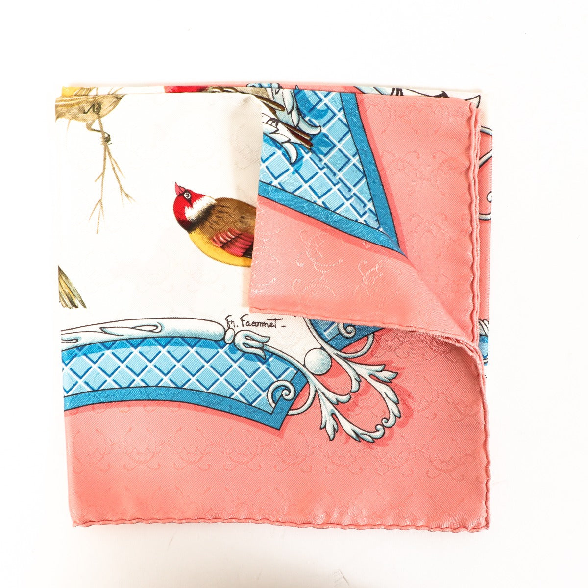 Hermès Pink La Clé des Champs Silk Jacquard 90 Scarf