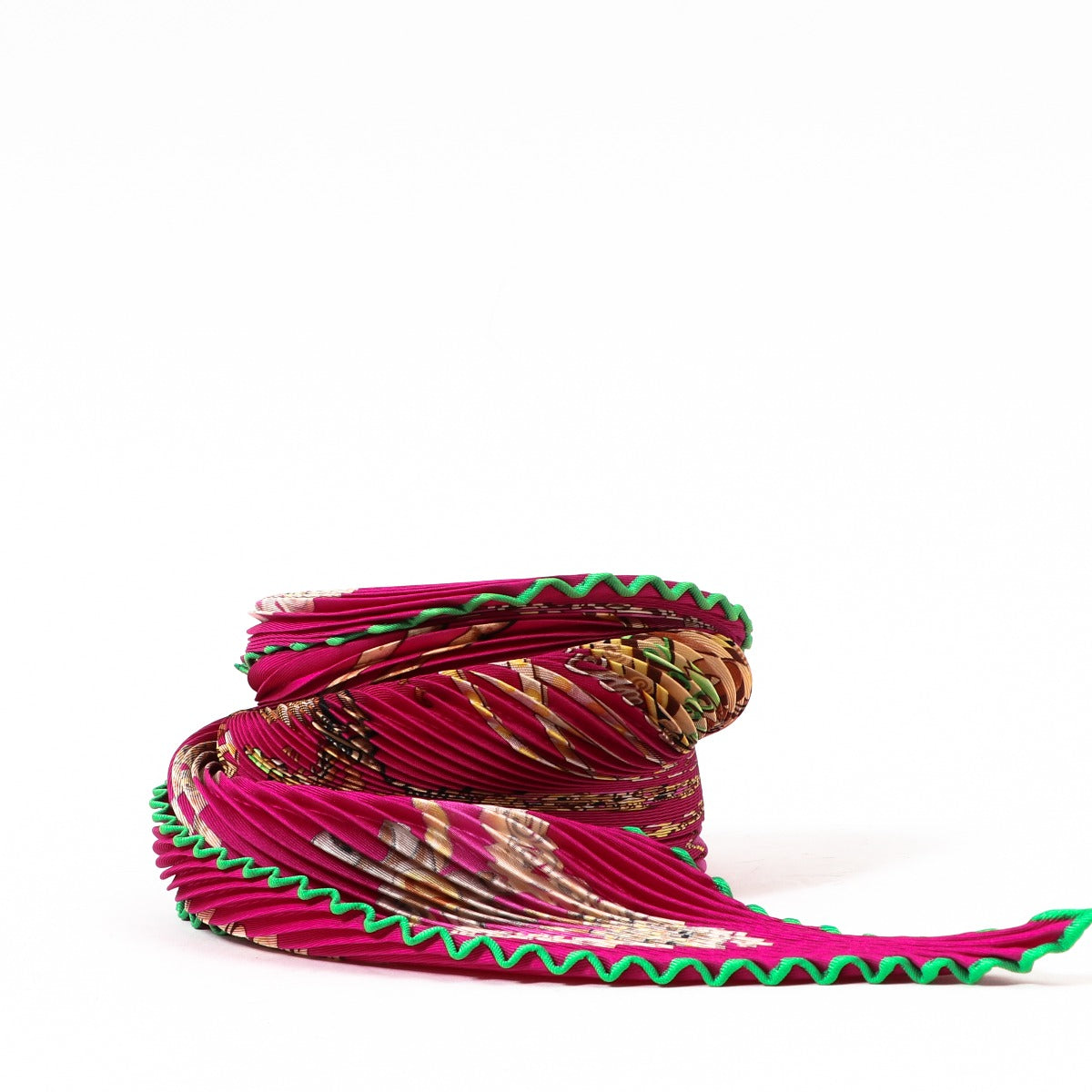Hermès Fuchsia Paperoles Plissé Silk Scarf