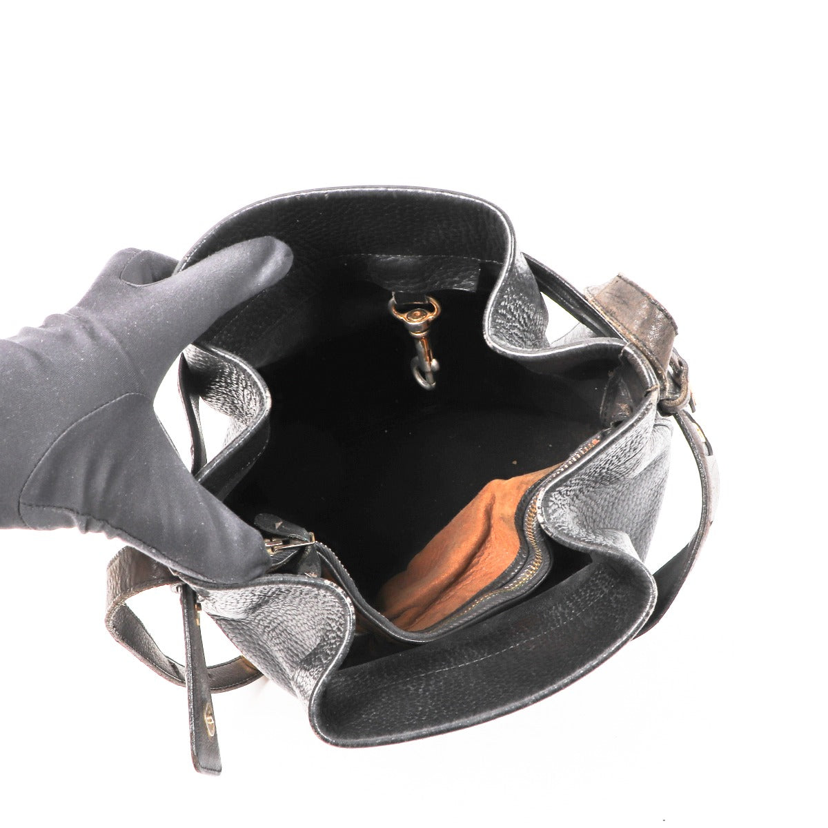 Delvaux Black Leather Calicot Bucket Bag