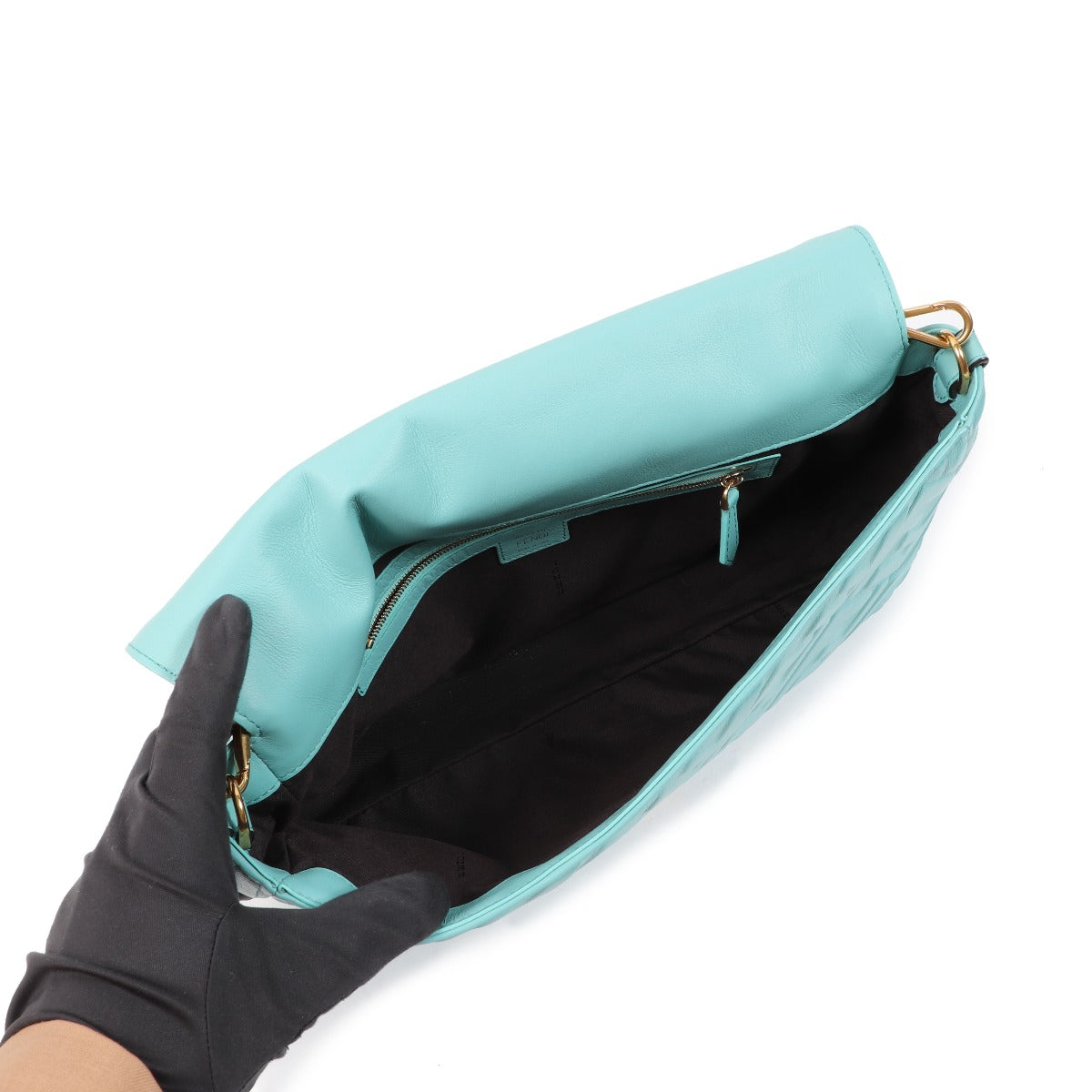 Fendi Large Baguette Turquoise Nappa Leather