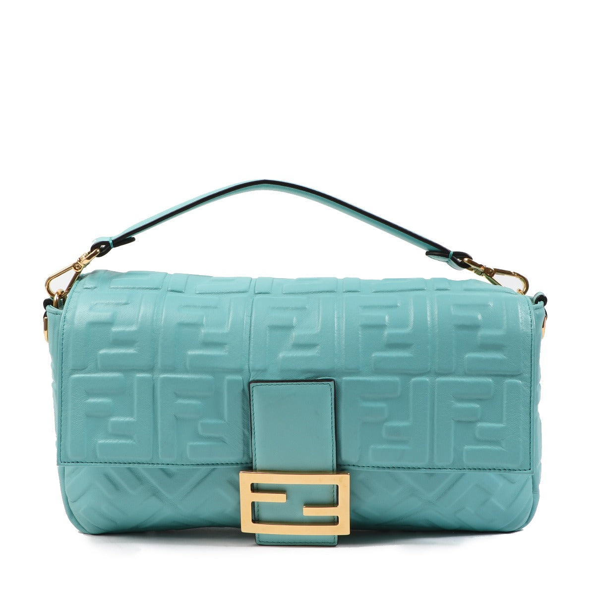 Fendi Large Baguette Turquoise Nappa Leather