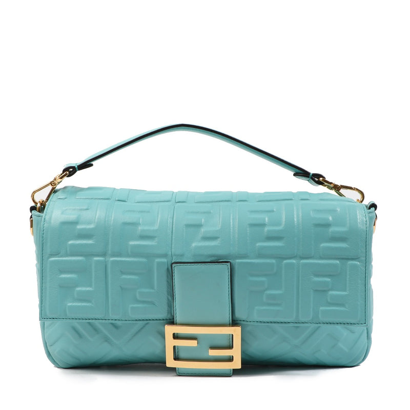 Fendi Large Baguette Turquoise Nappa Leather