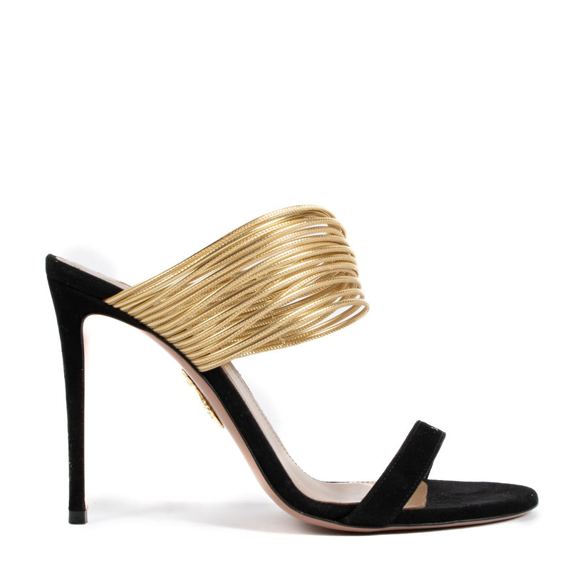 Aquazzura, Rendez Vous, Suede, Gold, Mules, Labellov, Antwerp