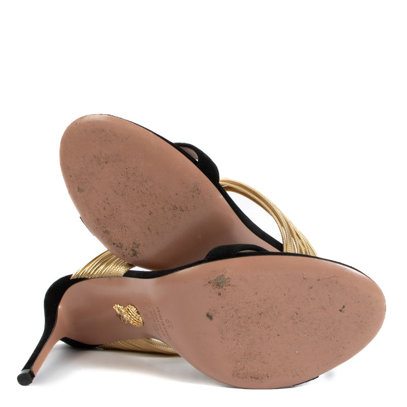 Aquazzura, Rendez Vous, Suede, Gold, Mules, Labellov, Antwerp