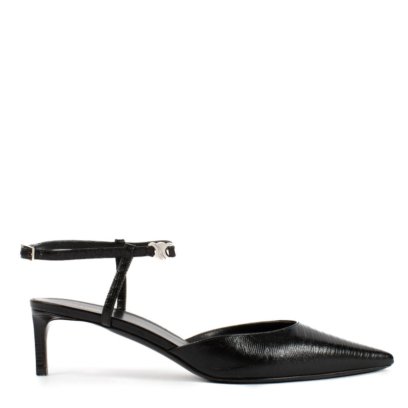 Celine Zwart Hagedis-reliëf Slingbacks - maat 38