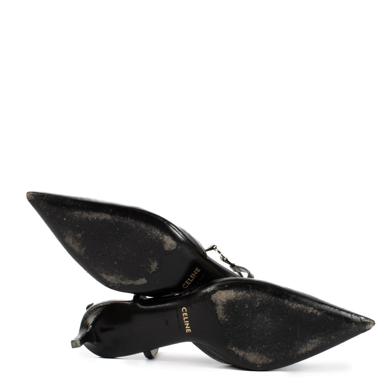 Celine Zwart Hagedis-reliëf Slingbacks - maat 38