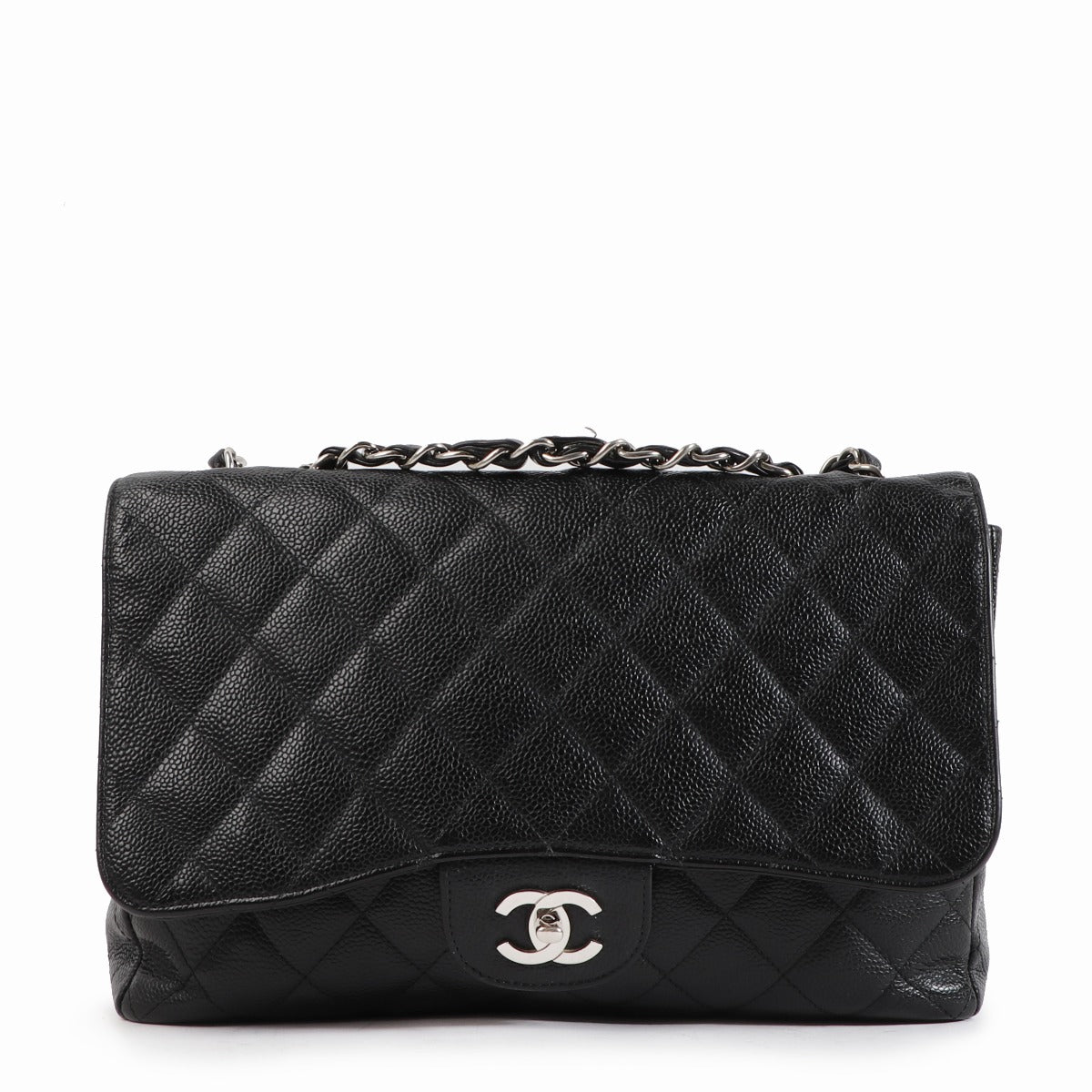 Buy an authentic second-hand Chanel Black Caviar Jumbo Flap Large Shoulder Bag in very good condition at Labellov in Antwerp.