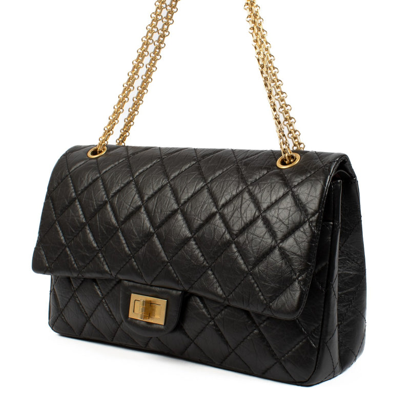 Chanel Zwart Maxi 2.55 tas van verouderd kalfsleer