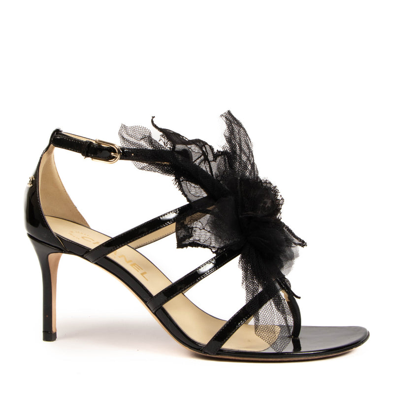 Chanel zwarte tule sandalen - maat 38
