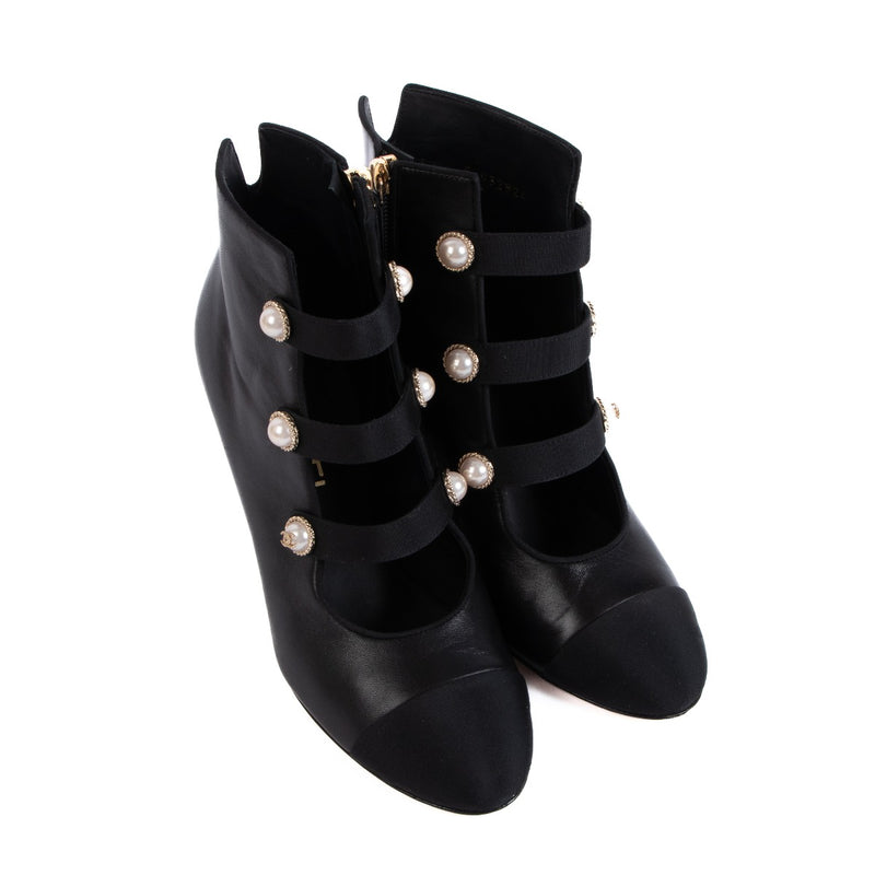 Chanel Black Pearl Boots - size 37.5