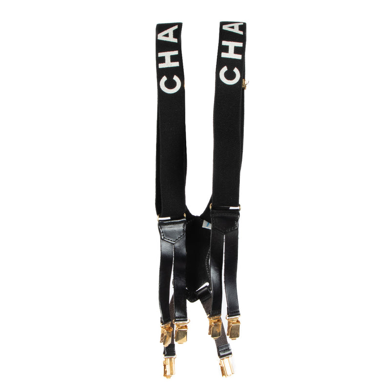 Chanel Black Logo Suspenders
