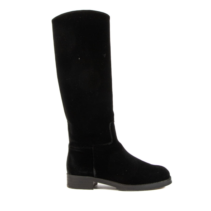 Chanel Black Velour CC Boots