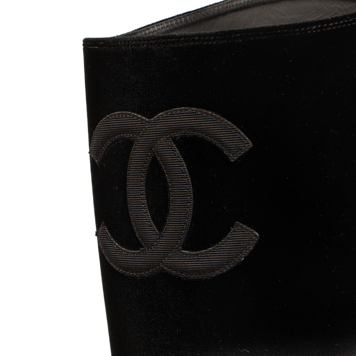 Chanel Black Velour CC Boots