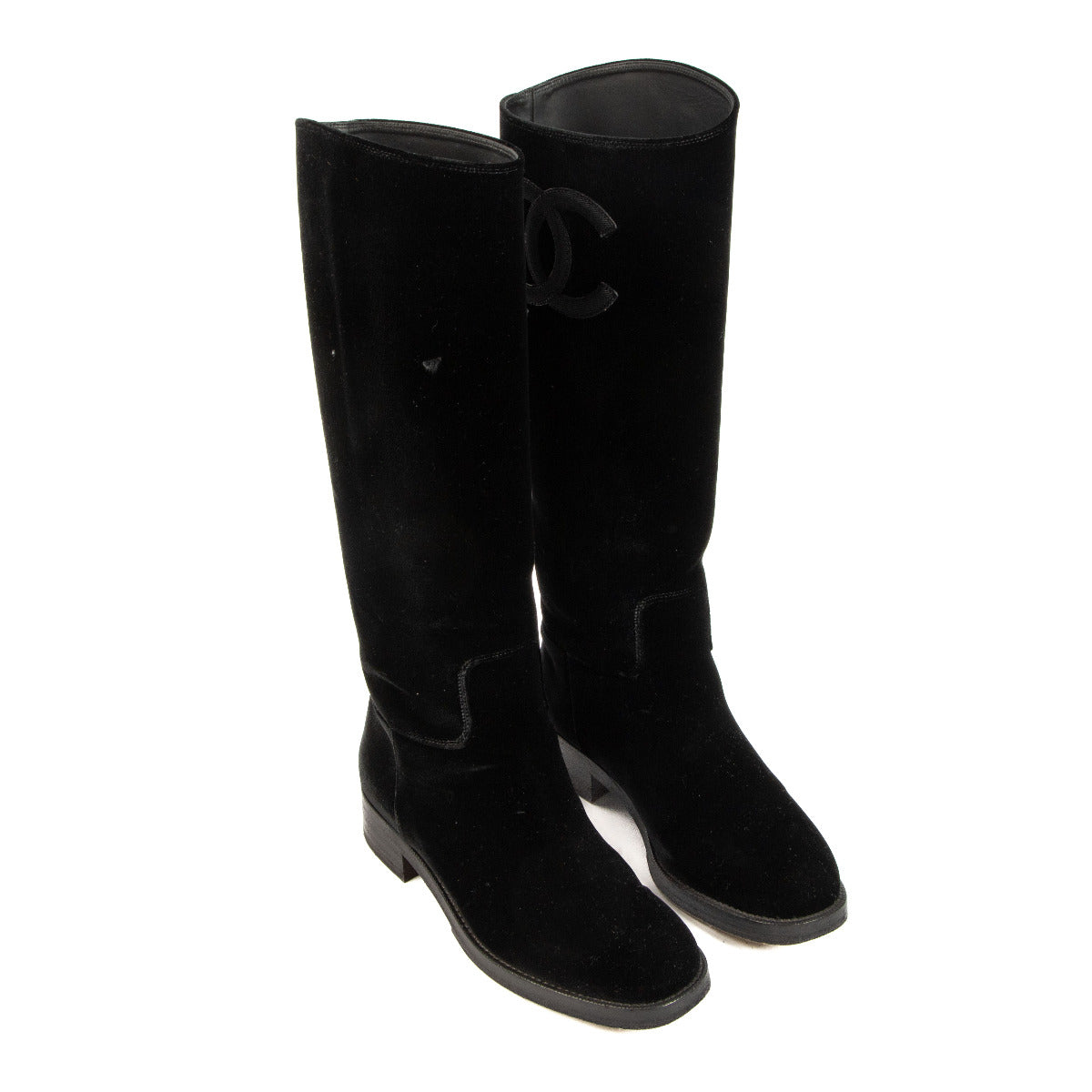 Chanel Zwarte Velours CC Laarzen - maat 37