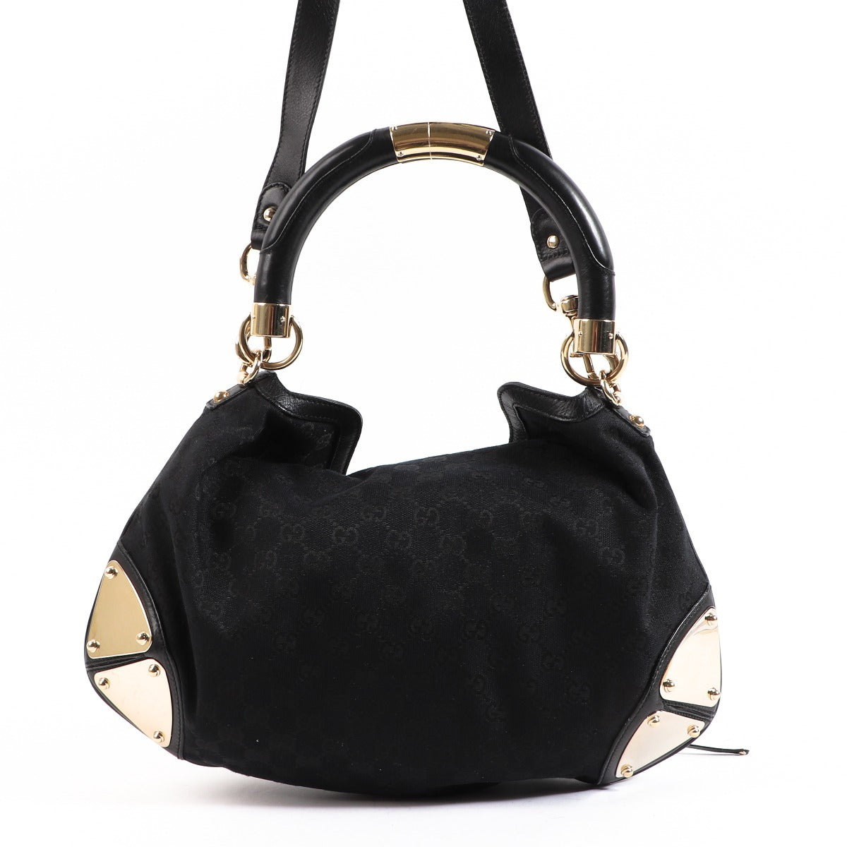 Sac à bandoulière moyen Gucci Indy Babouska en toile GG noire