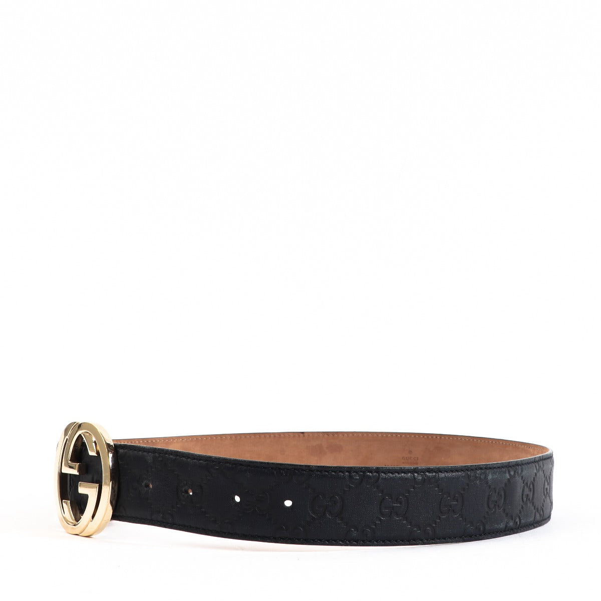 Gucci Blue GG Signature Leather Belt - Size 85