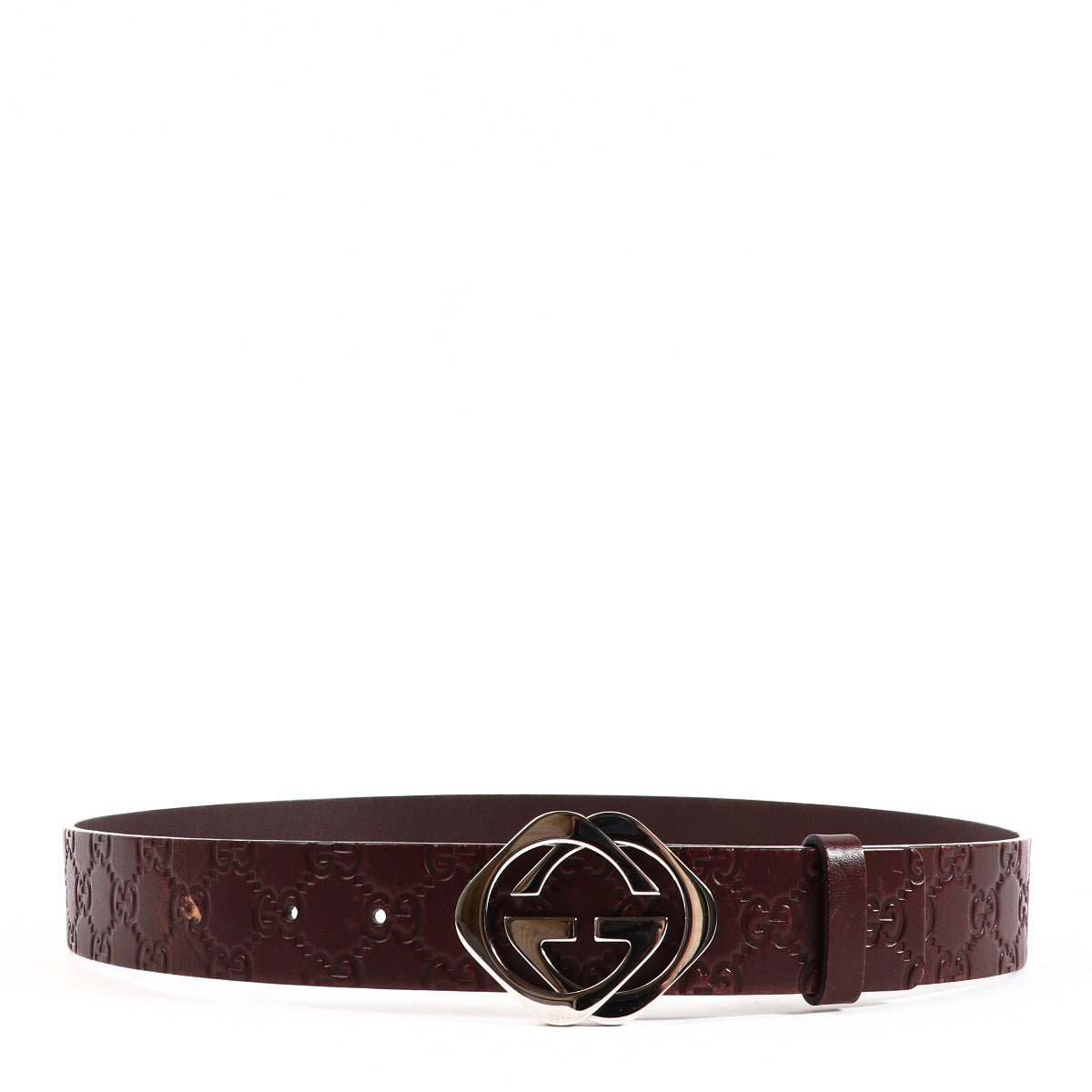 Gucci Brown Leather Signature GG Belt