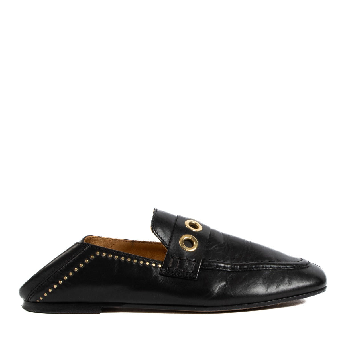 Loafer, Mules, Isabel Marant, Eyelet, Black, Leather, Preloved, Labellov, Antwerp, Knokke