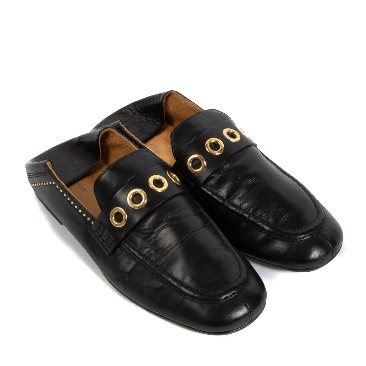 Loafer, Mules, Isabel Marant, Eyelet, Black, Leather, Preloved, Labellov, Antwerp, Knokke