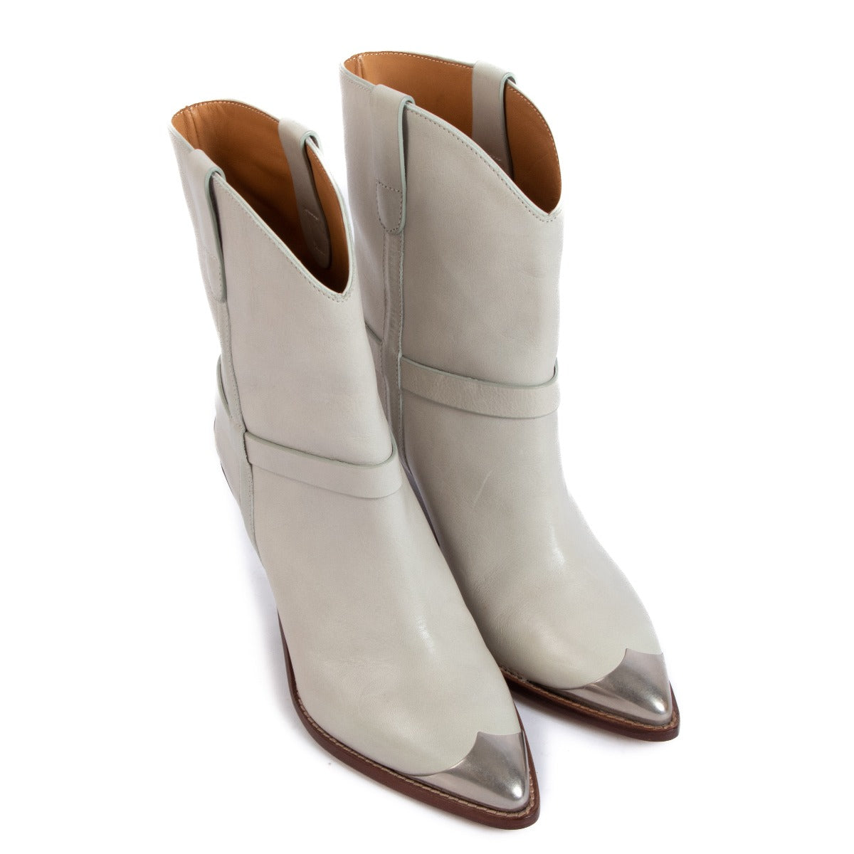 Isabel Marant Beige Lamsy Cowboy Boots