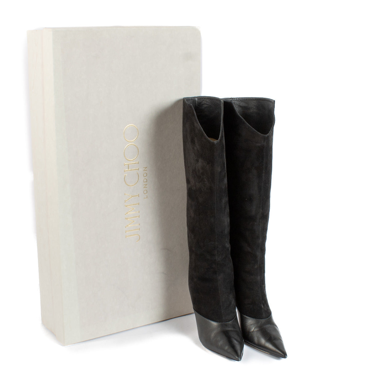 Jimmy Choo Black Suede Brelan 85 Boots - size 38