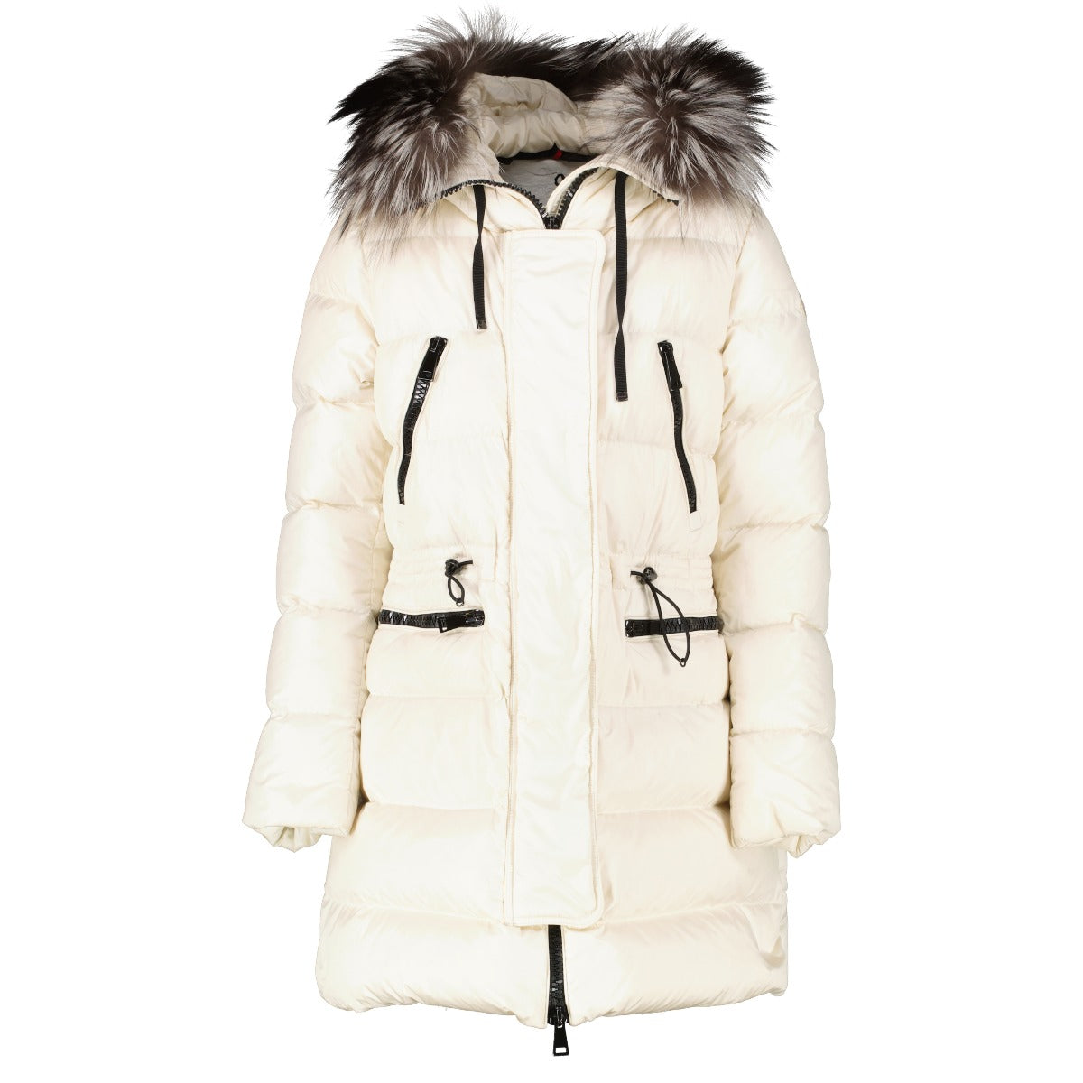 Moncler White Aphrotiti Long Down Jacket