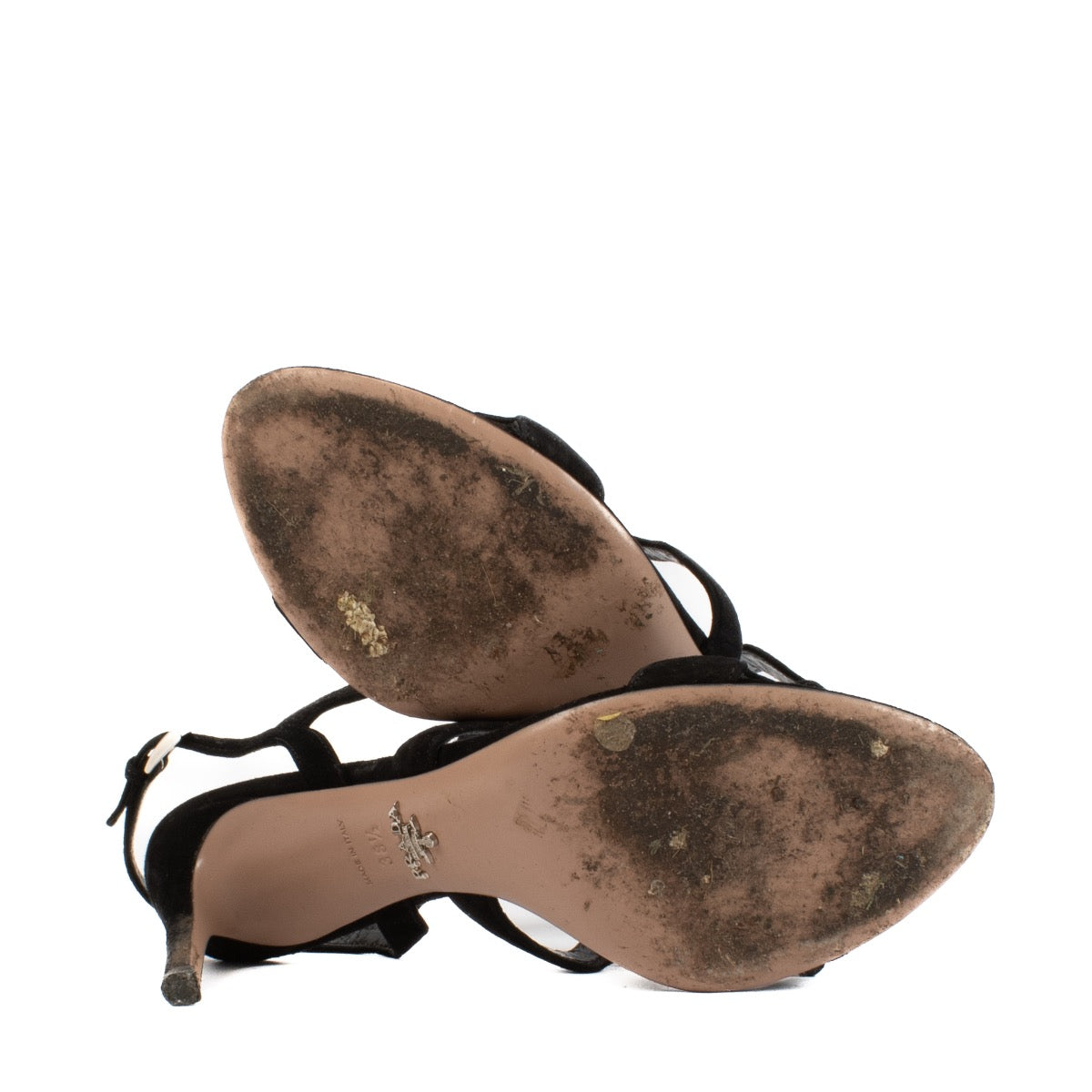 shop 100% authentic second hand Prada Black Suède Scalloped Sandals - Size 38 1/2 on Labellov.com