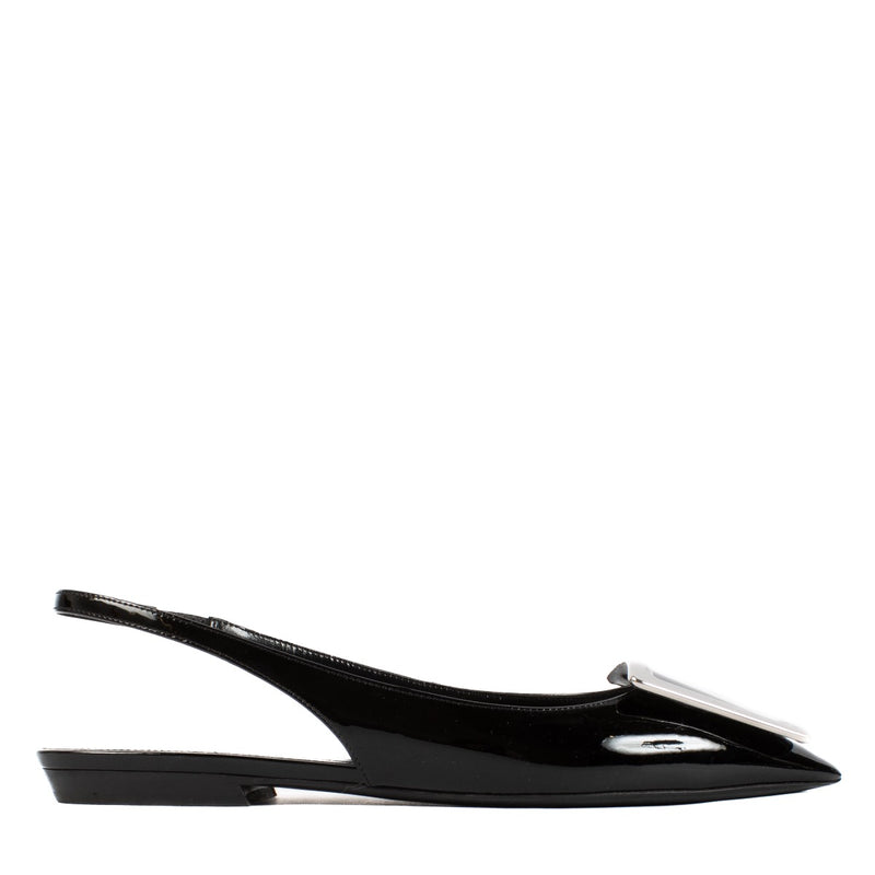 shop 100% authentic second hand Saint Laurent Black Patent Leather Maxine Slingback Flats - Size 38 on Labellov.com