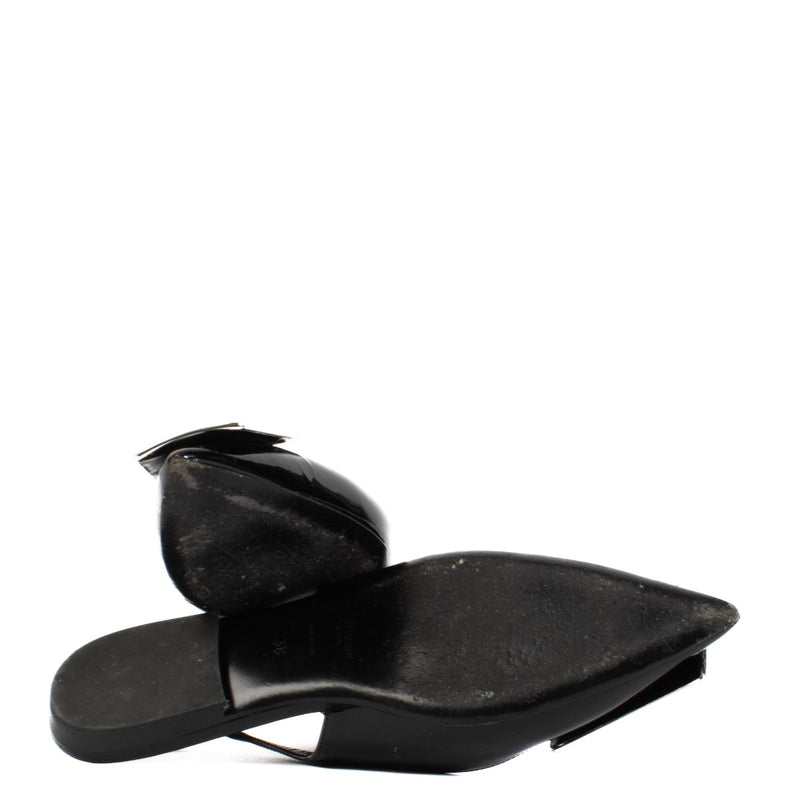 shop 100% authentic second hand Saint Laurent Black Patent Leather Maxine Slingback Flats - Size 38 on Labellov.com