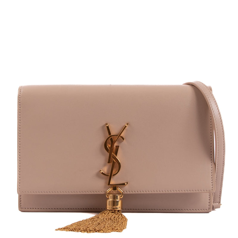 Saint Laurent Beige Kate Chain Wallet With Tassel