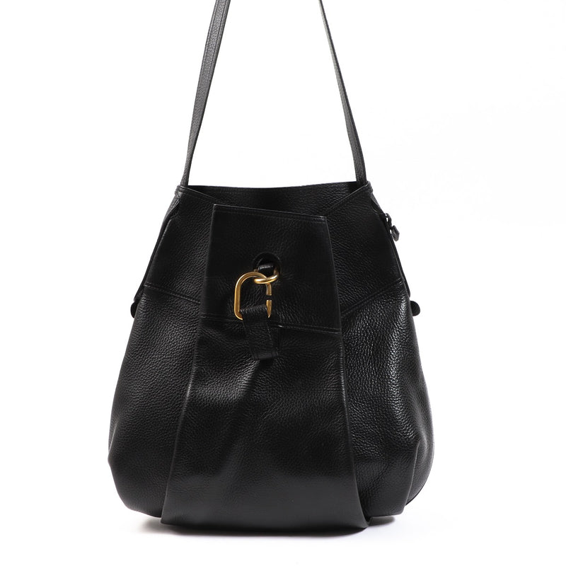 Buy an authentic Delvaux Black Faust Leather Shoulder Bag in good condition at Labellov in Antwerp.