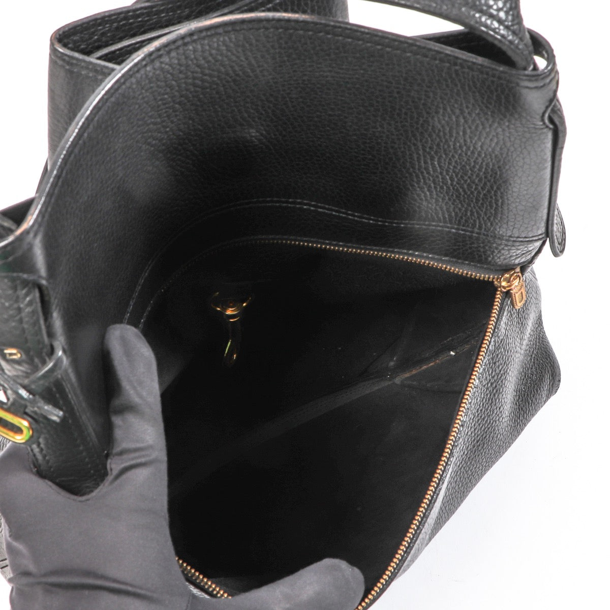 Delvaux Zwart Leren Faust Schoudertas
