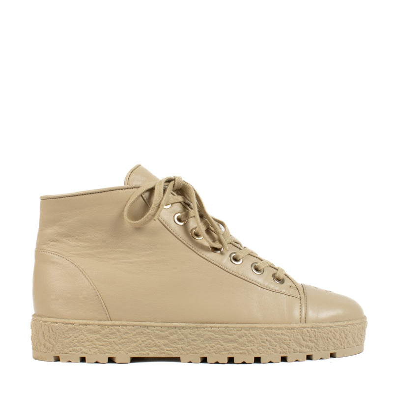 Chanel Beige Leren Sneakers - Maat 41