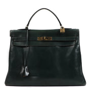 Hermès Vintage Kelly Green Patent Leather GHW