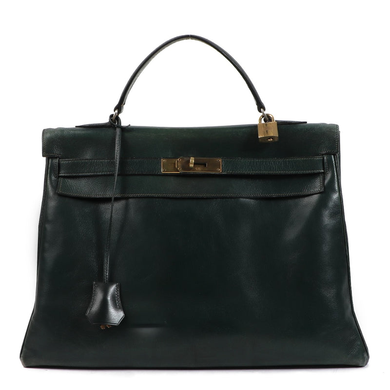 Hermès Vintage Kelly Green Patent Leather GHW