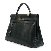 Hermès Vintage Kelly Green Patent Leather GHW