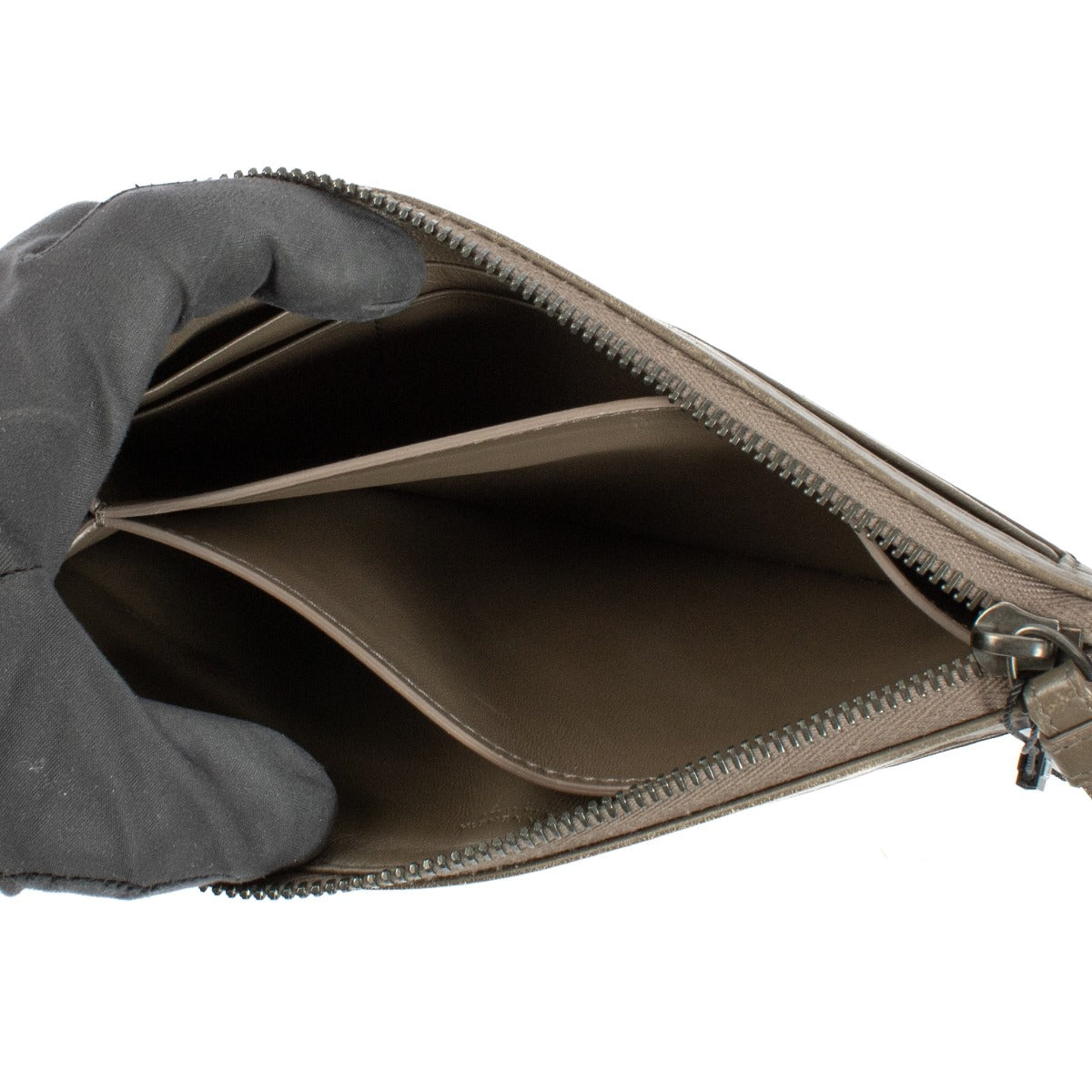 Bottega Veneta Taupe Intrecciato Etui met rits
