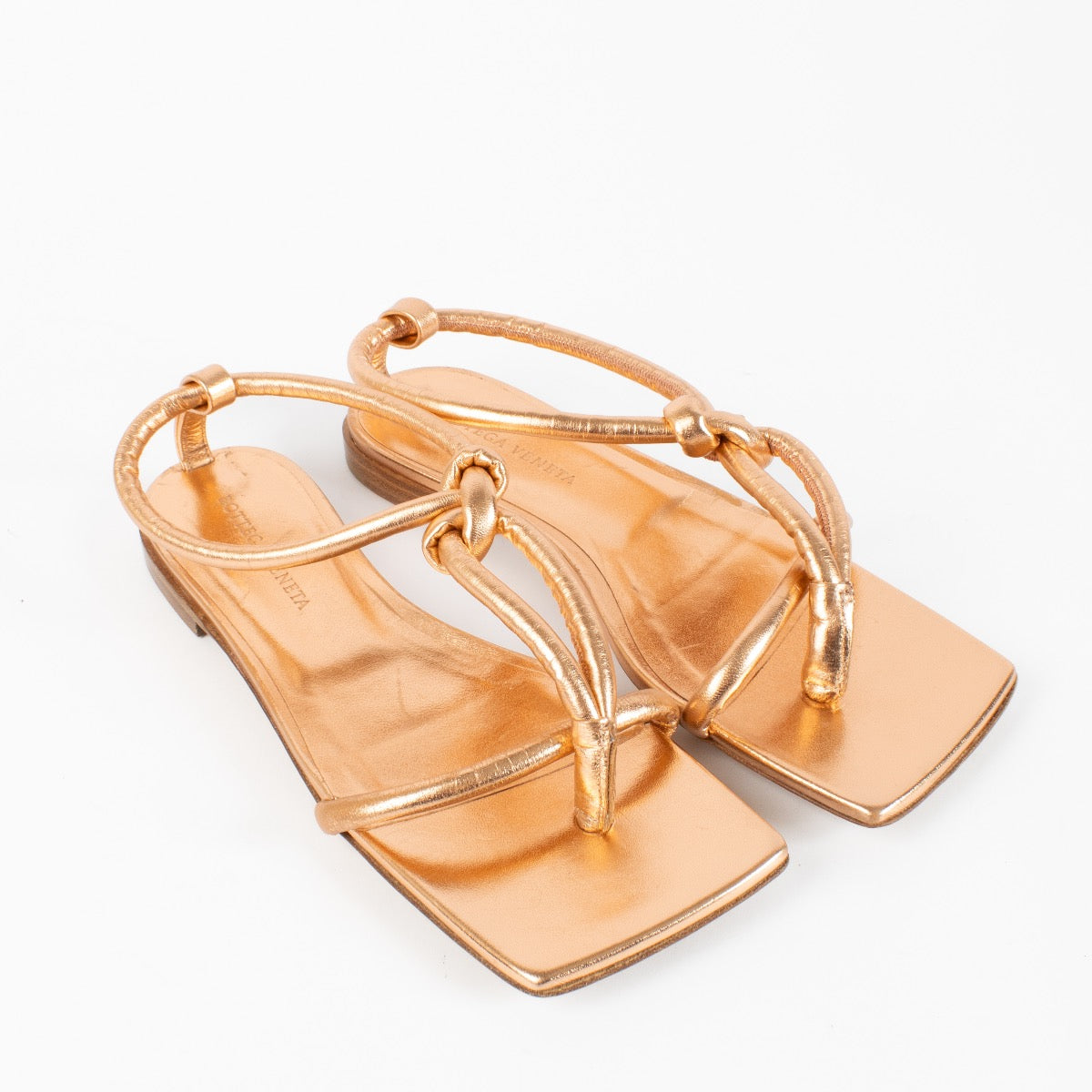 authentic preloved Bottega Veneta Rosé Knotted Sandals on Labellov.com