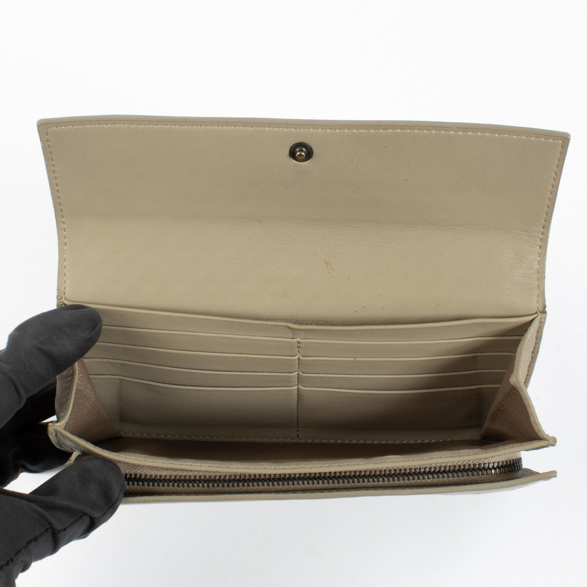 Bottega Veneta Taupe Lange Portemonnee