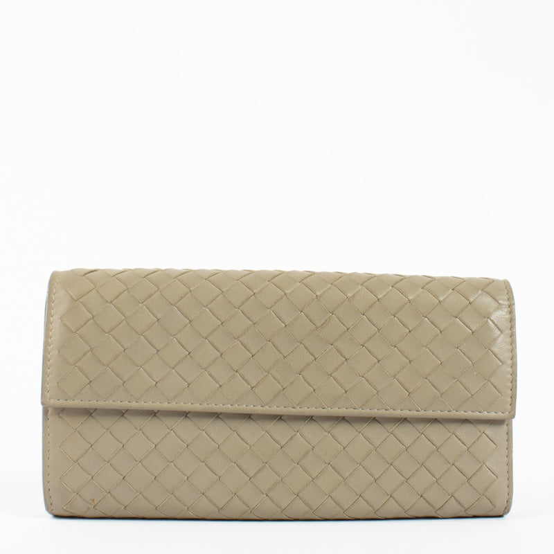 Bottega Veneta Taupe Lange Portemonnee