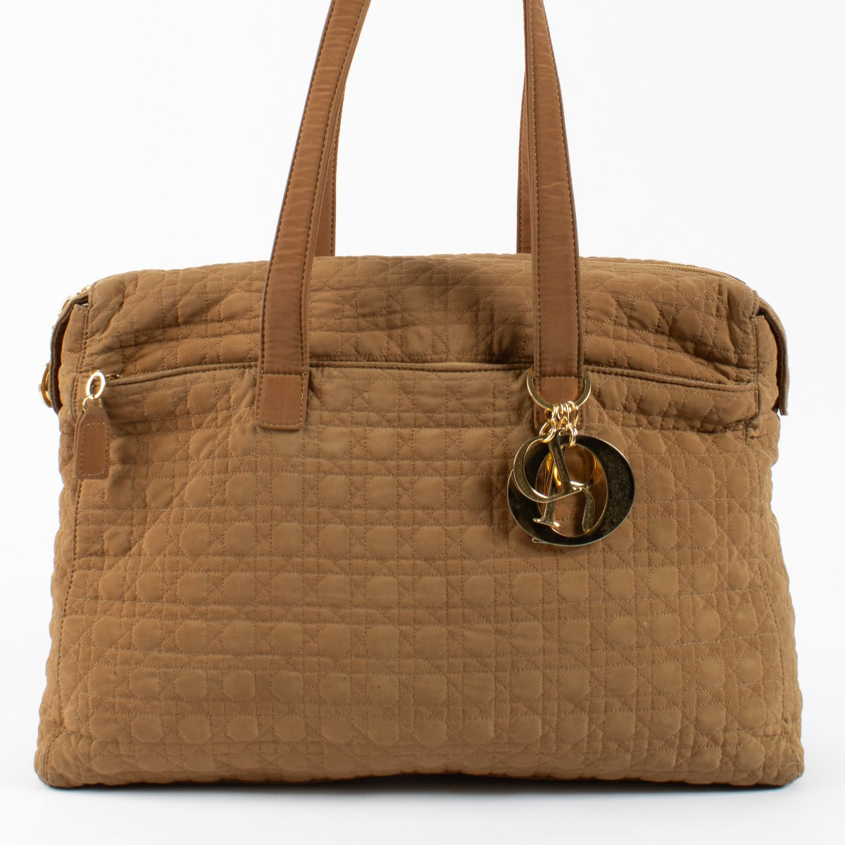 Christian Dior Camel Nylon Cannage Tote Bag