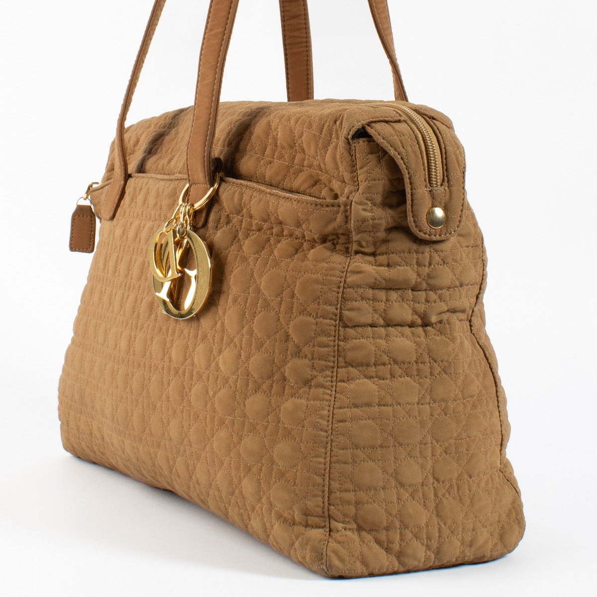 Christian Dior Camel Nylon Cannage Tote Bag