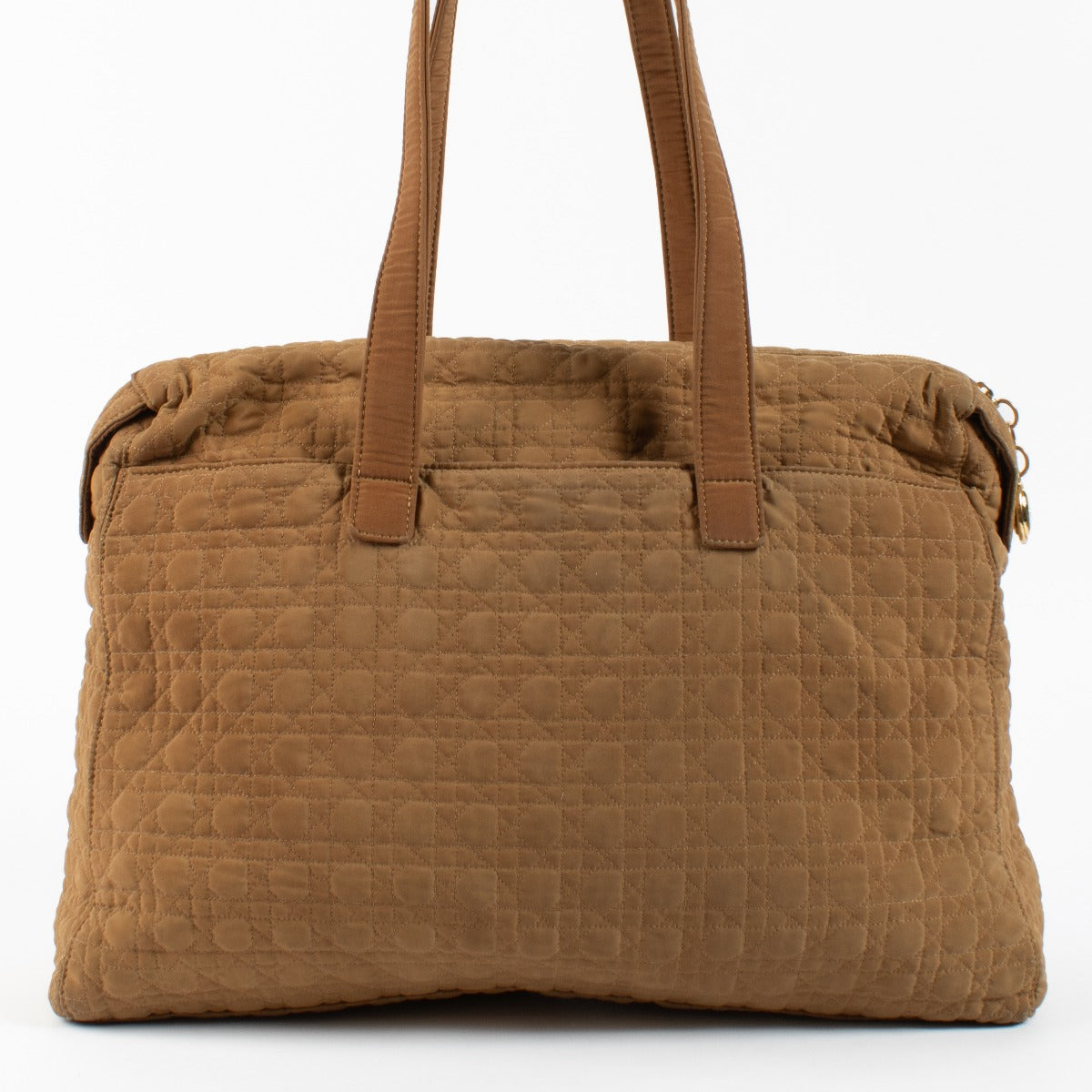 Christian Dior Camel Nylon Cannage Tote Bag